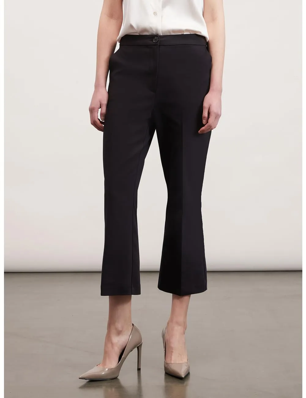 Motivi Kick-Flare-Hose Uni Stoffhose Baumwolle
