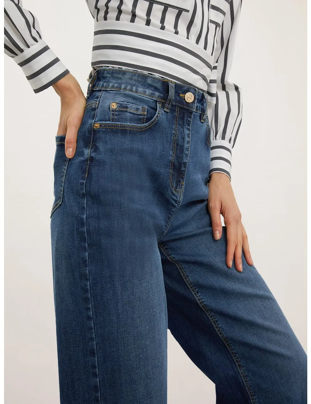 Motivi Lila Jeans weites Bein mittelblau Palazzo