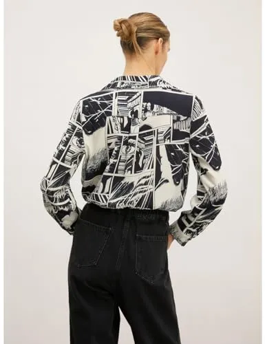 Motivi Hemdbluse Comics-Print Viskose