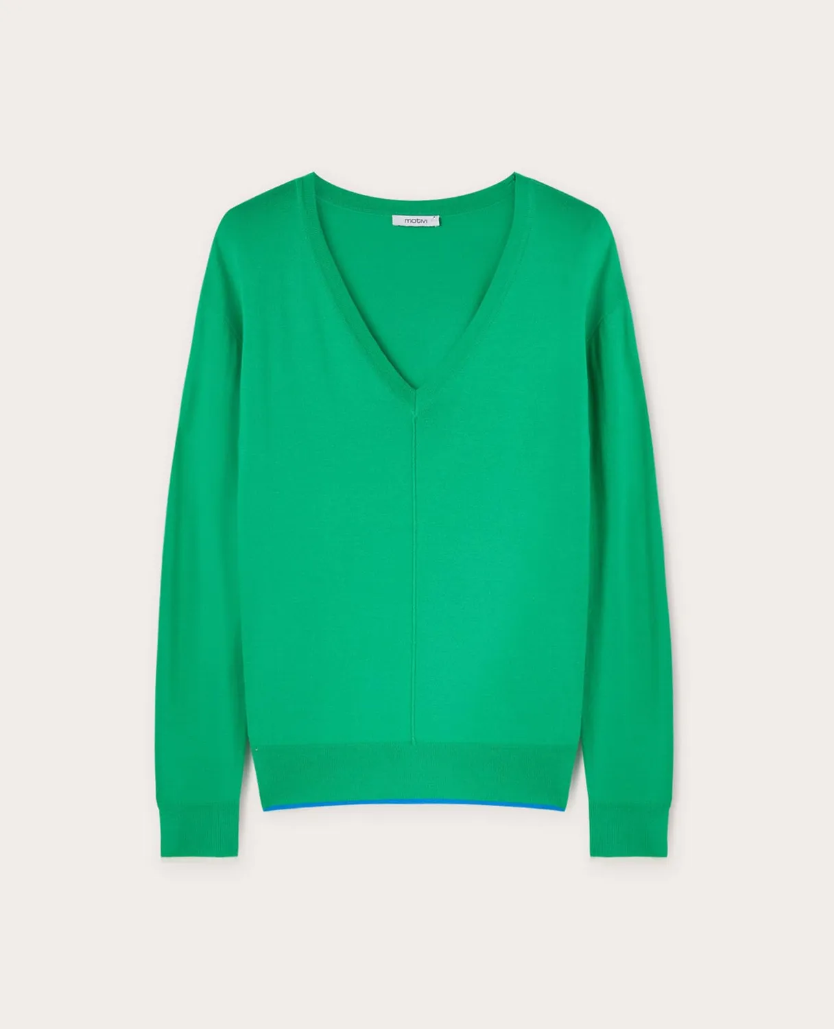 Motivi Gestreifter Strickpullover V-Ausschnitt Viskose