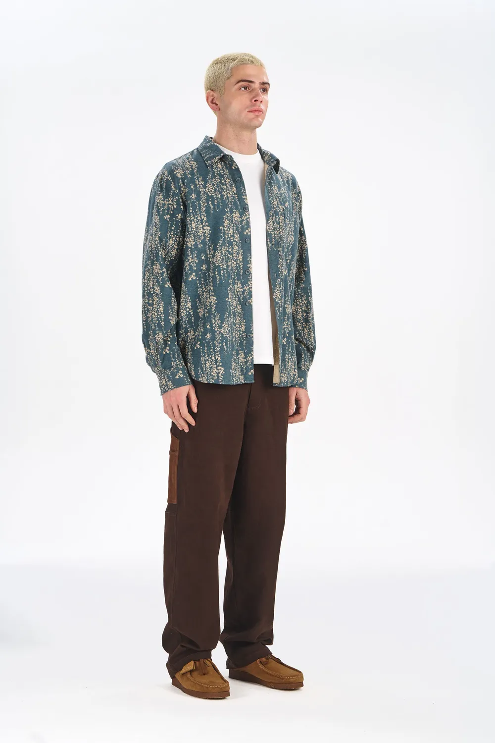 KOMODO SPECTRE Hemd blau Floral Bio-Baumwolle