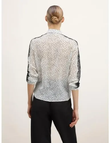 Motivi Hemdbluse weiß Punktmuster Spitze 42