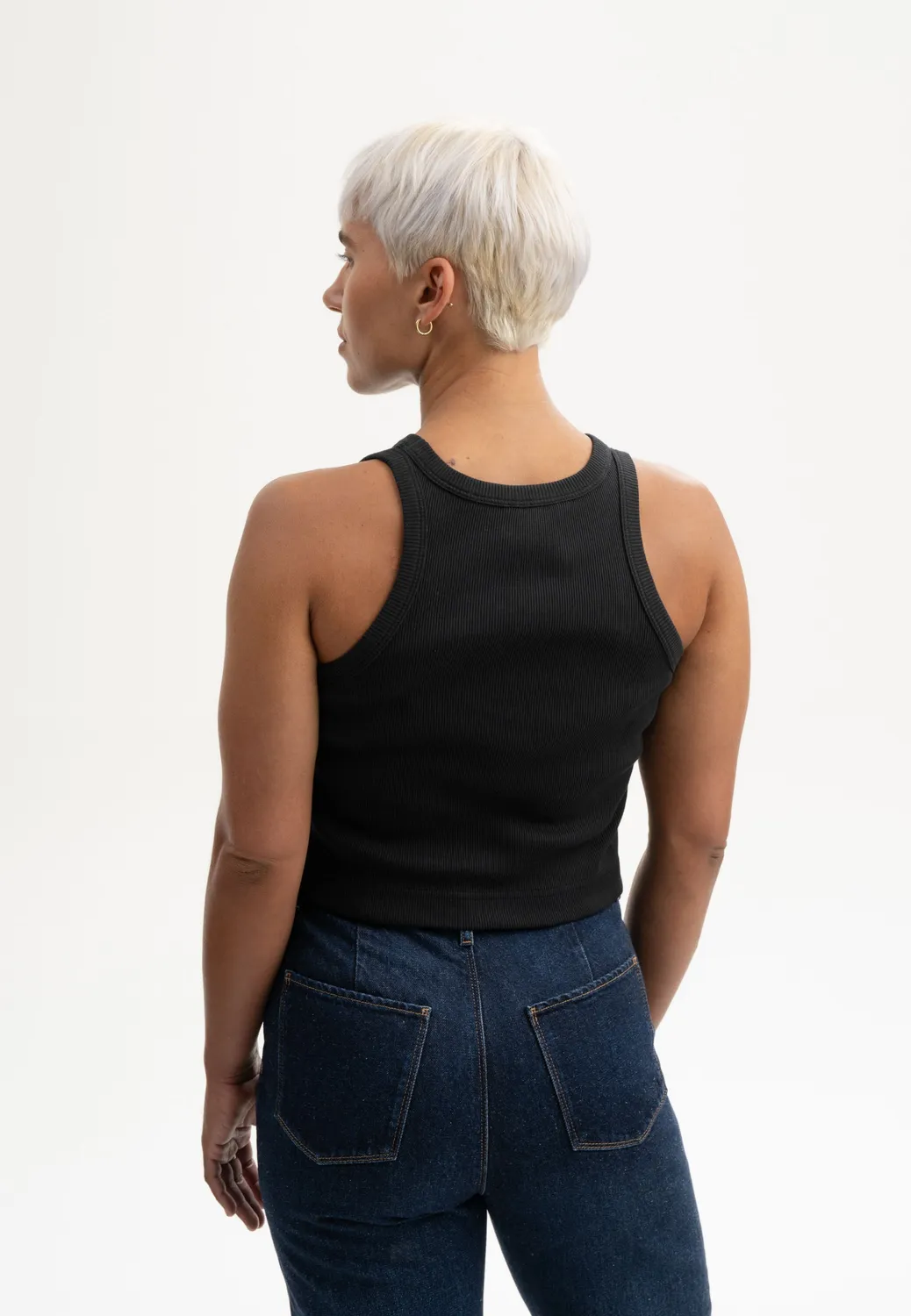 MELA PRISHA Cropped Tanktop berry melange Bio-Baumwolle