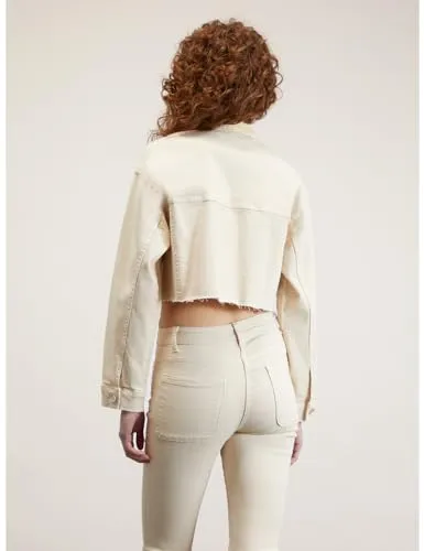 Motivi Cropped-Blousonjacke Drillich Baumwolle Fransen