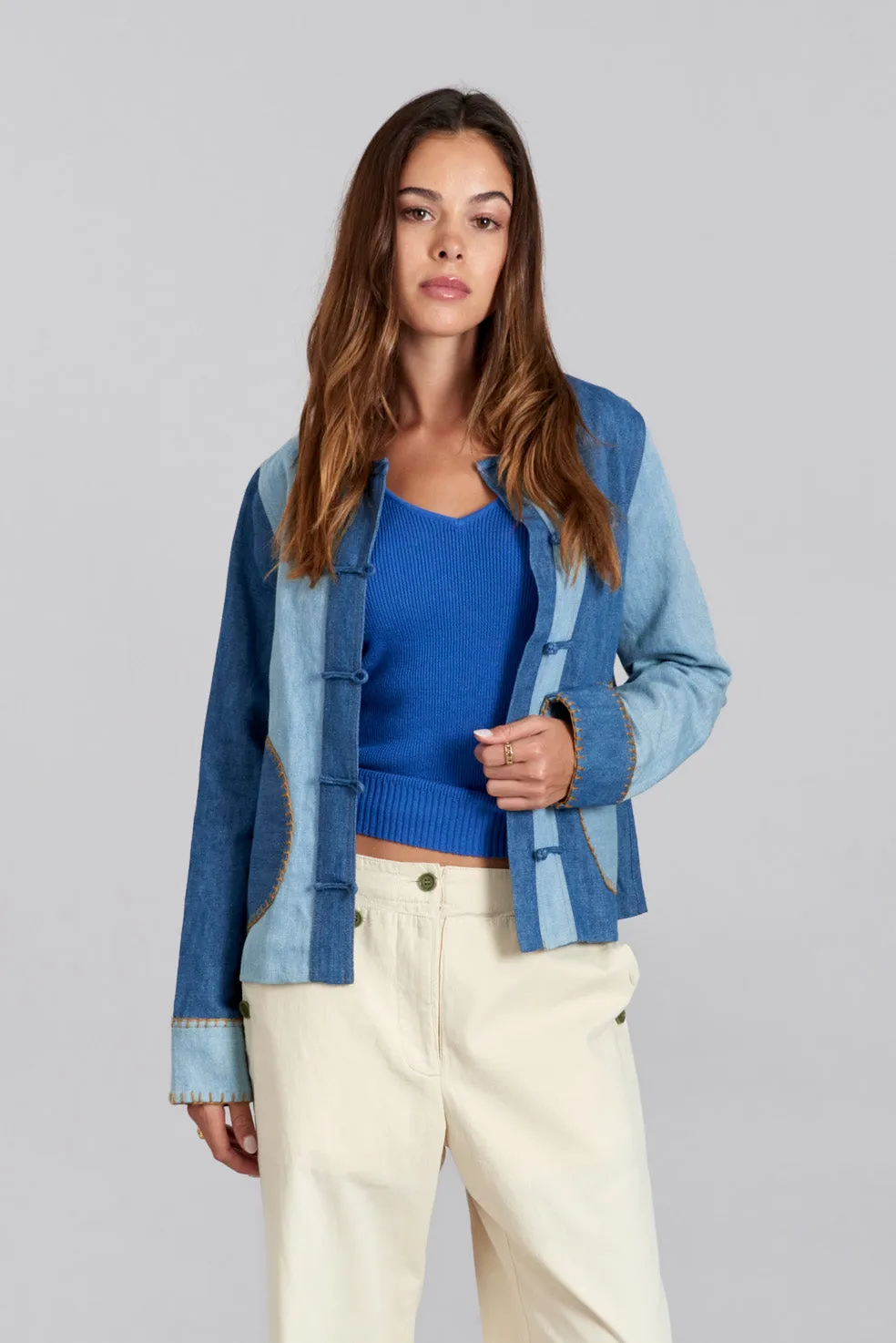 Komodo Nelly Organic Cotton Jacke Blau Patchwork