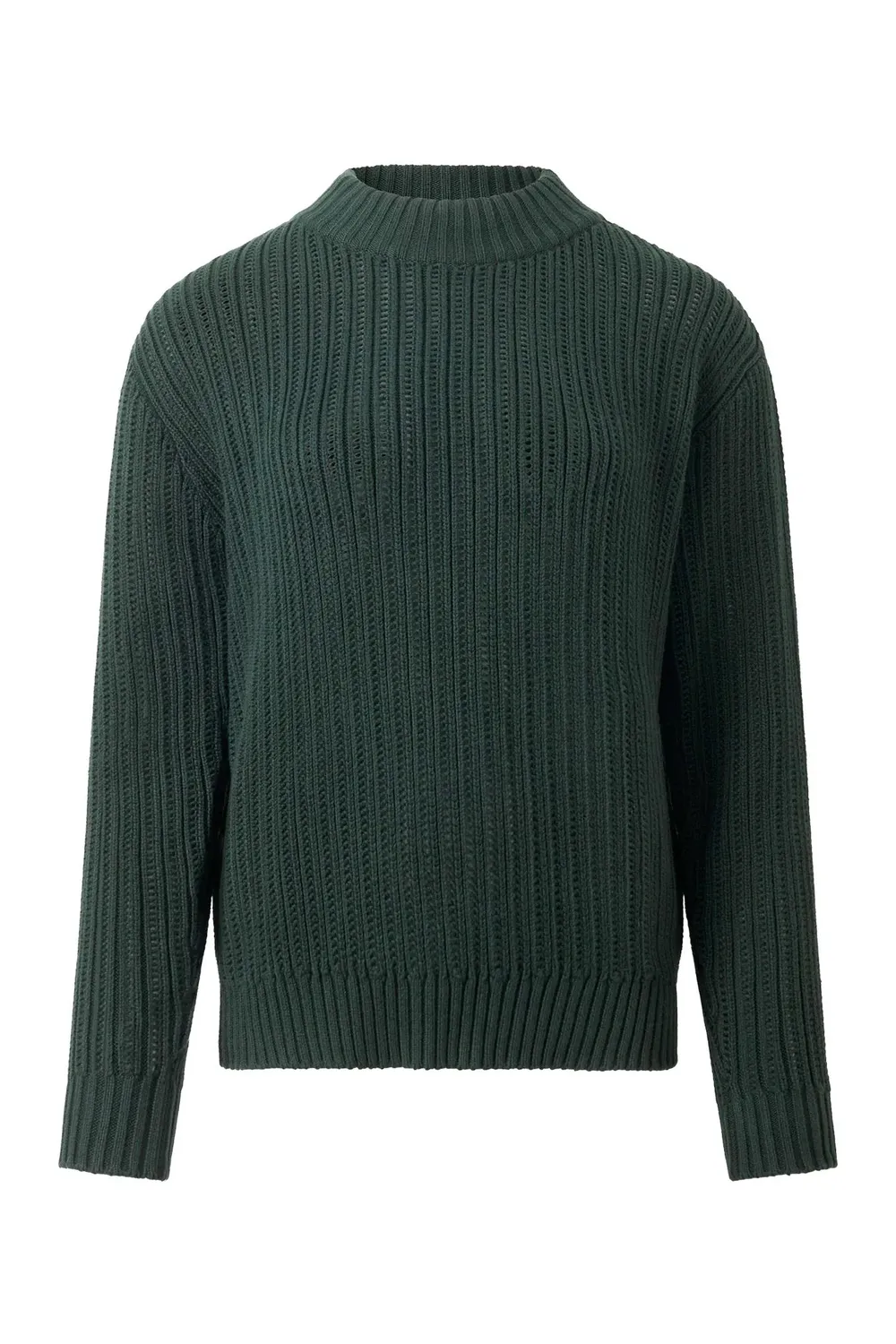 Komodo Posey GOTS Pullover Green Bio-Baumwolle Lochstrick