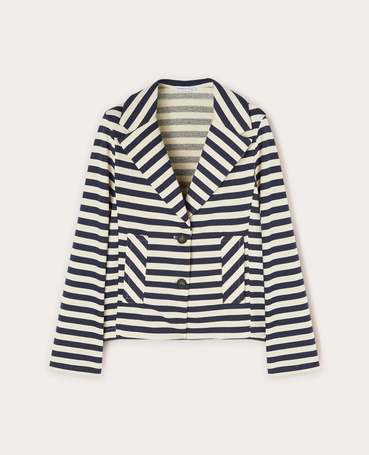 Motivi Sweatjacke gestreift einreihig Baumwolle