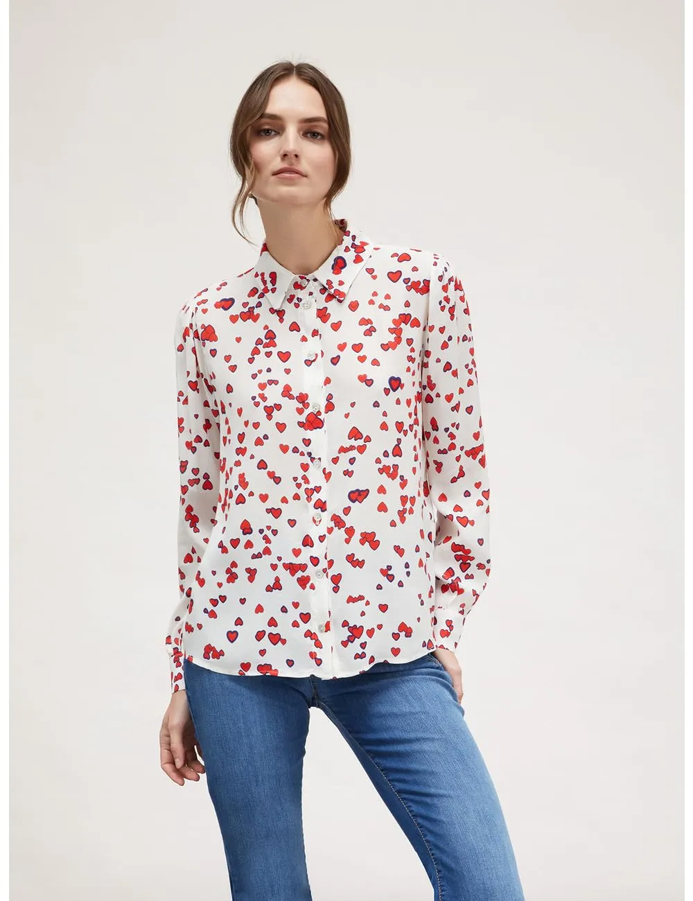 Motivi Hemdbluse Krepp Herzdruck Viskose