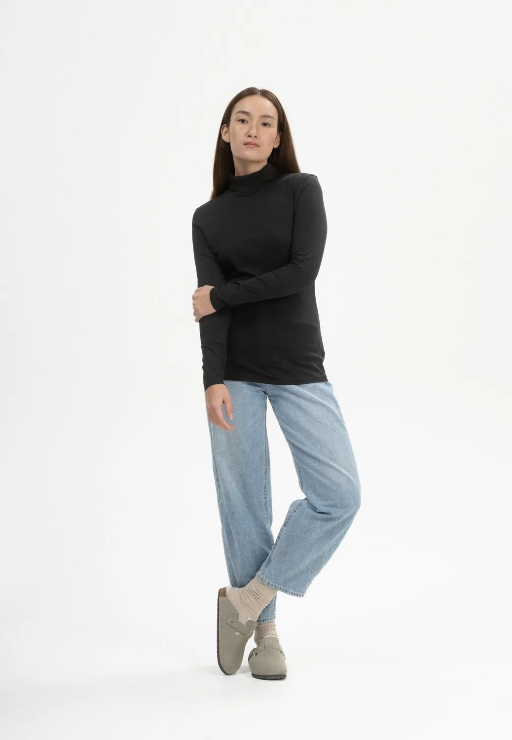 MELA ANCHAL Turtleneck Shirt schwarz Bio-Baumwolle