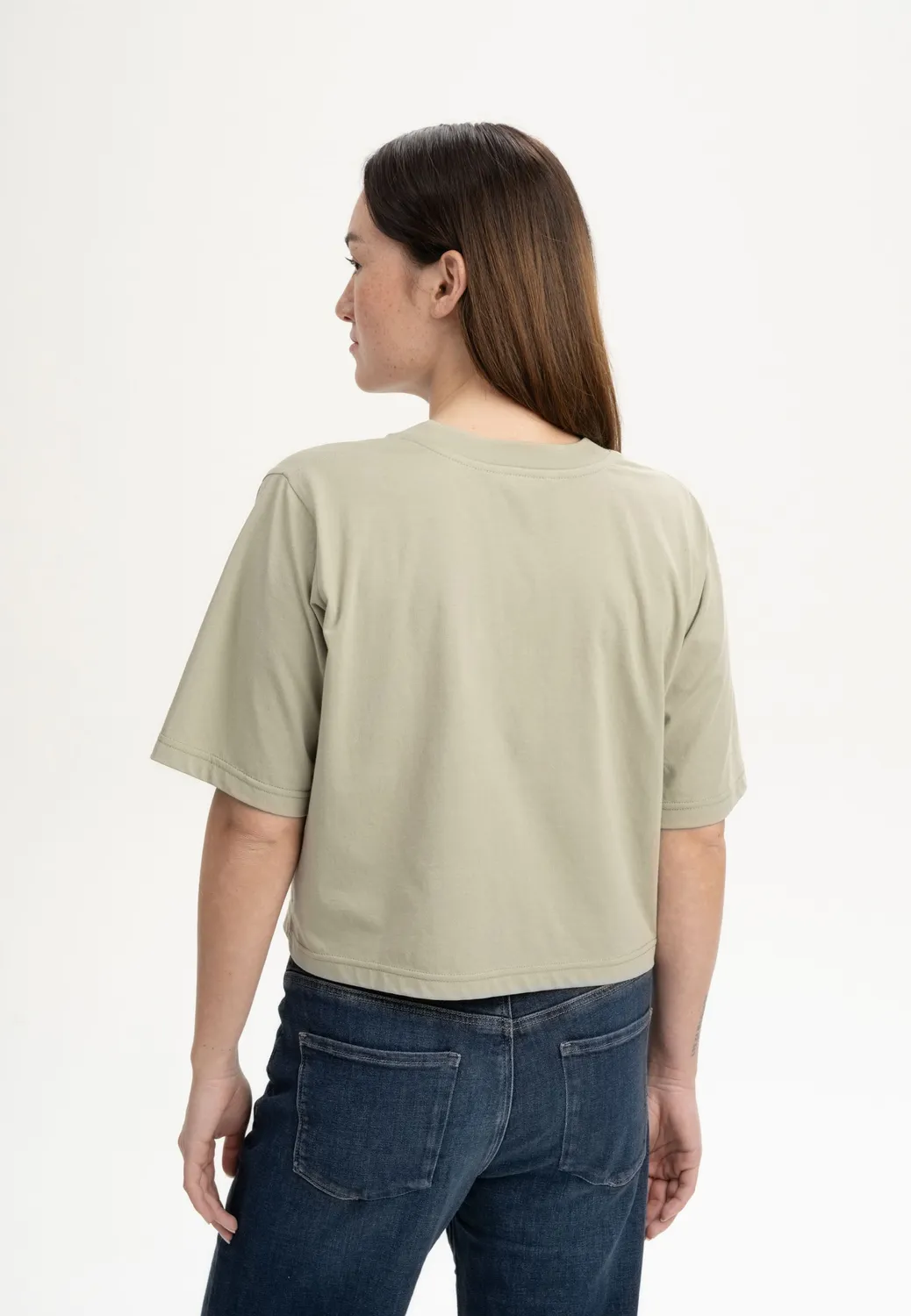 MELA DESNA Cropped T-Shirt weiß Bio-Baumwolle