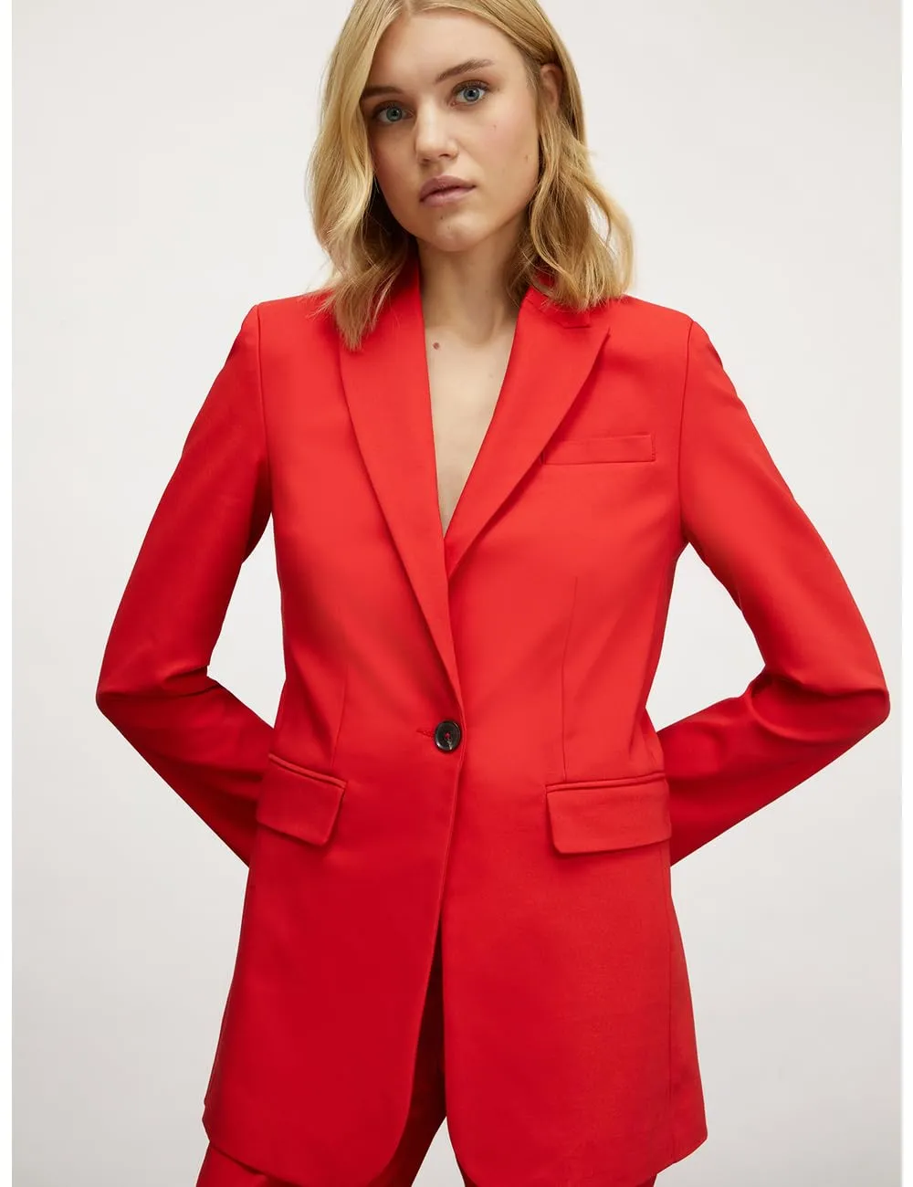 Motivi Einreihige Blazer-Jacke Baumwollmix
