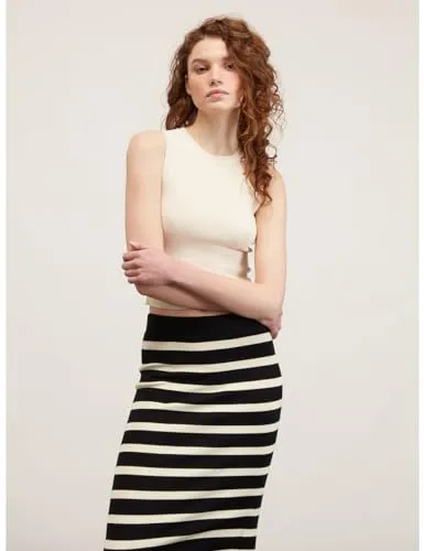 Motivi Spring Summer 24 Top Rippenstrick Viskose breit