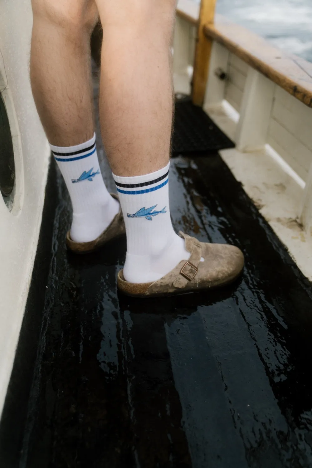 LAKOR Fly Fish Tennis Socken Weiß Baumwolle