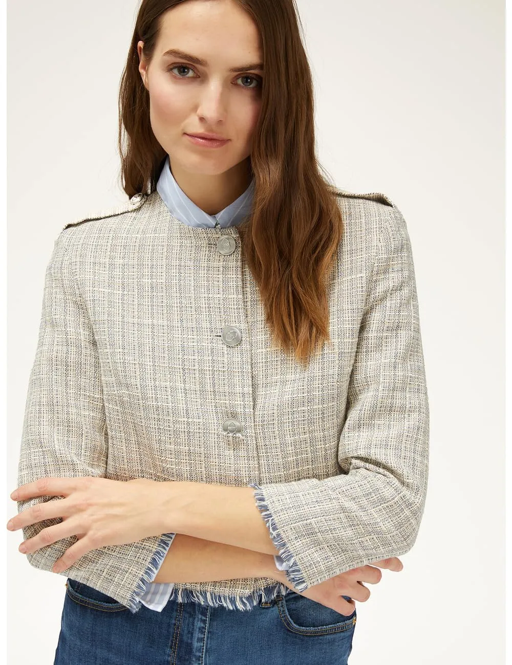 Motivi kurze Tweed-Lurex-Jacke Baumwolle