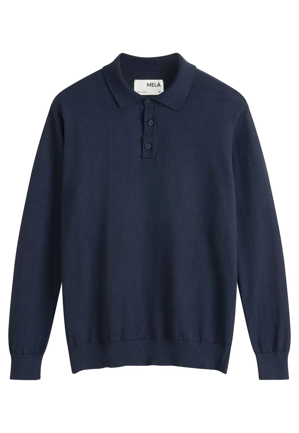 MELA Harish Langarm Strick-Poloshirt schwarz aus Bio-Baumwolle