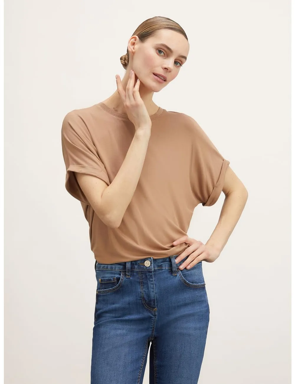Motivi Oversize T-Shirt mit Lurex-Ausschnitt