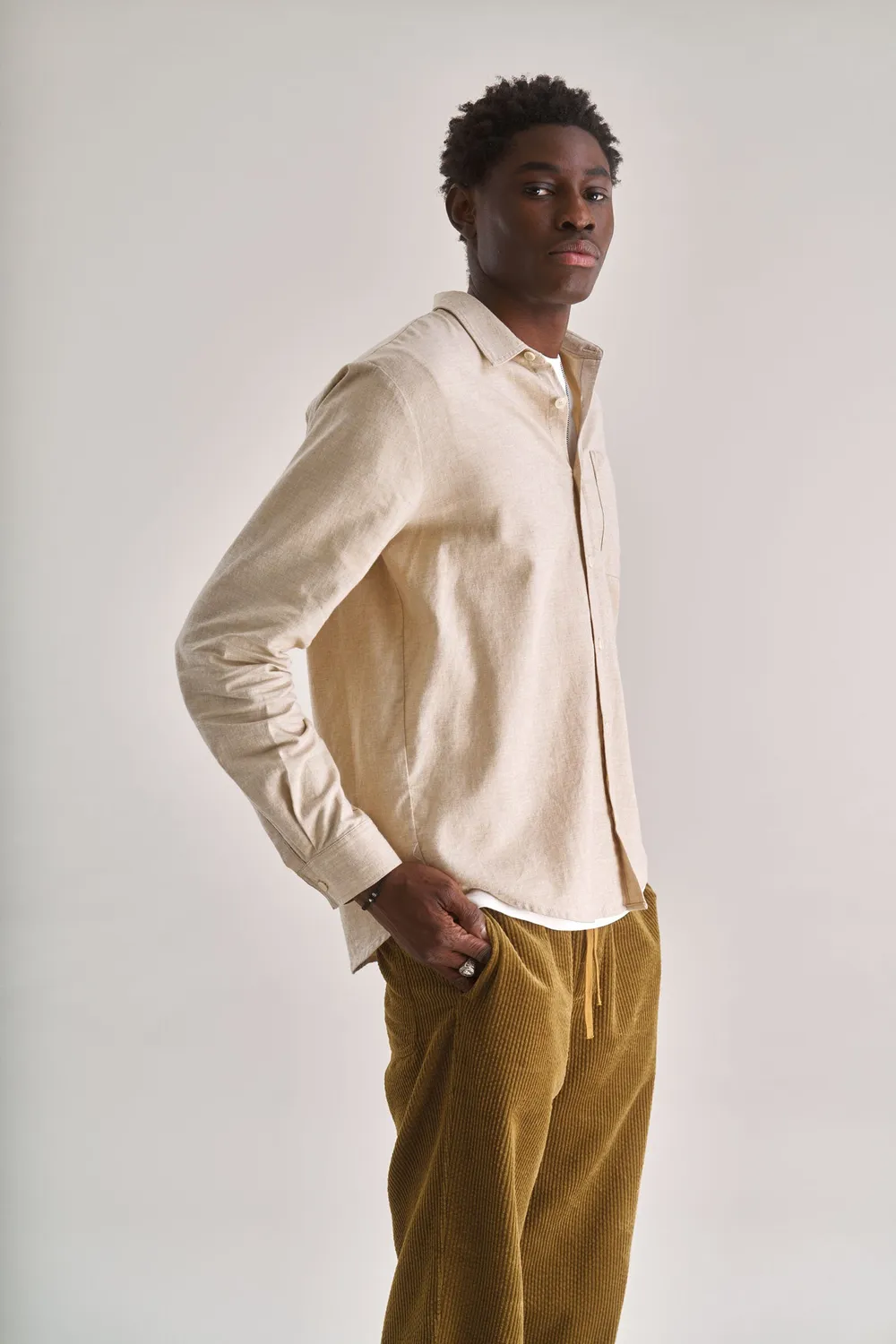 KOMODO SPECTRE Hemd Sand Bio-Baumwolle Flanell