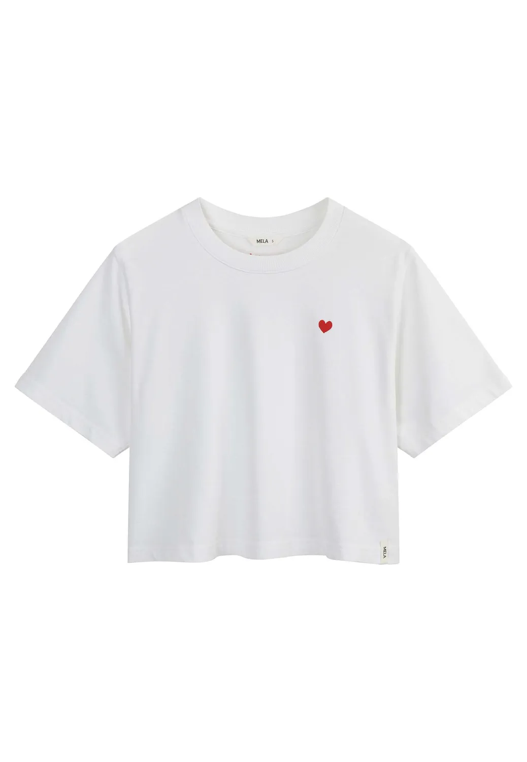 MELA JOSHNA Stickerei Cropped T-Shirt weiß-herz aus Baumwolle