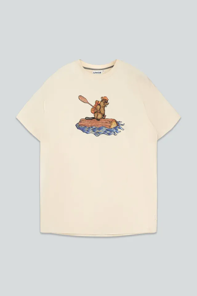 LAKOR Beaver Rafting T-Shirt Rainy Day Bio-Baumwolle