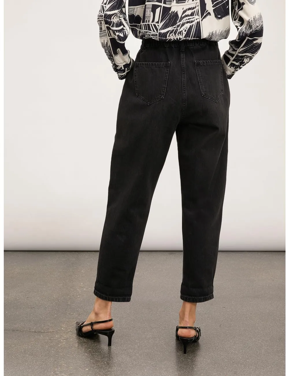 Motivi Baggy-Jeans hohe Taille schwarze Waschung