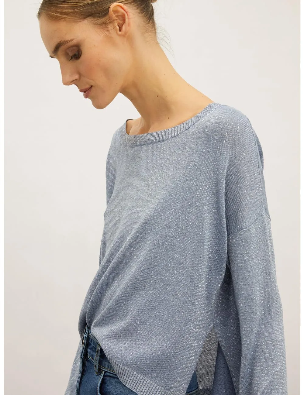 Motivi Oversize-Lurex-Pullover Pullover Viskose Glitzer