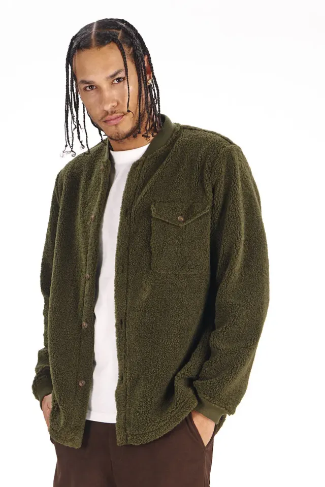 Komodo Cole Overshirt Fleecehemd Khaki recycelt