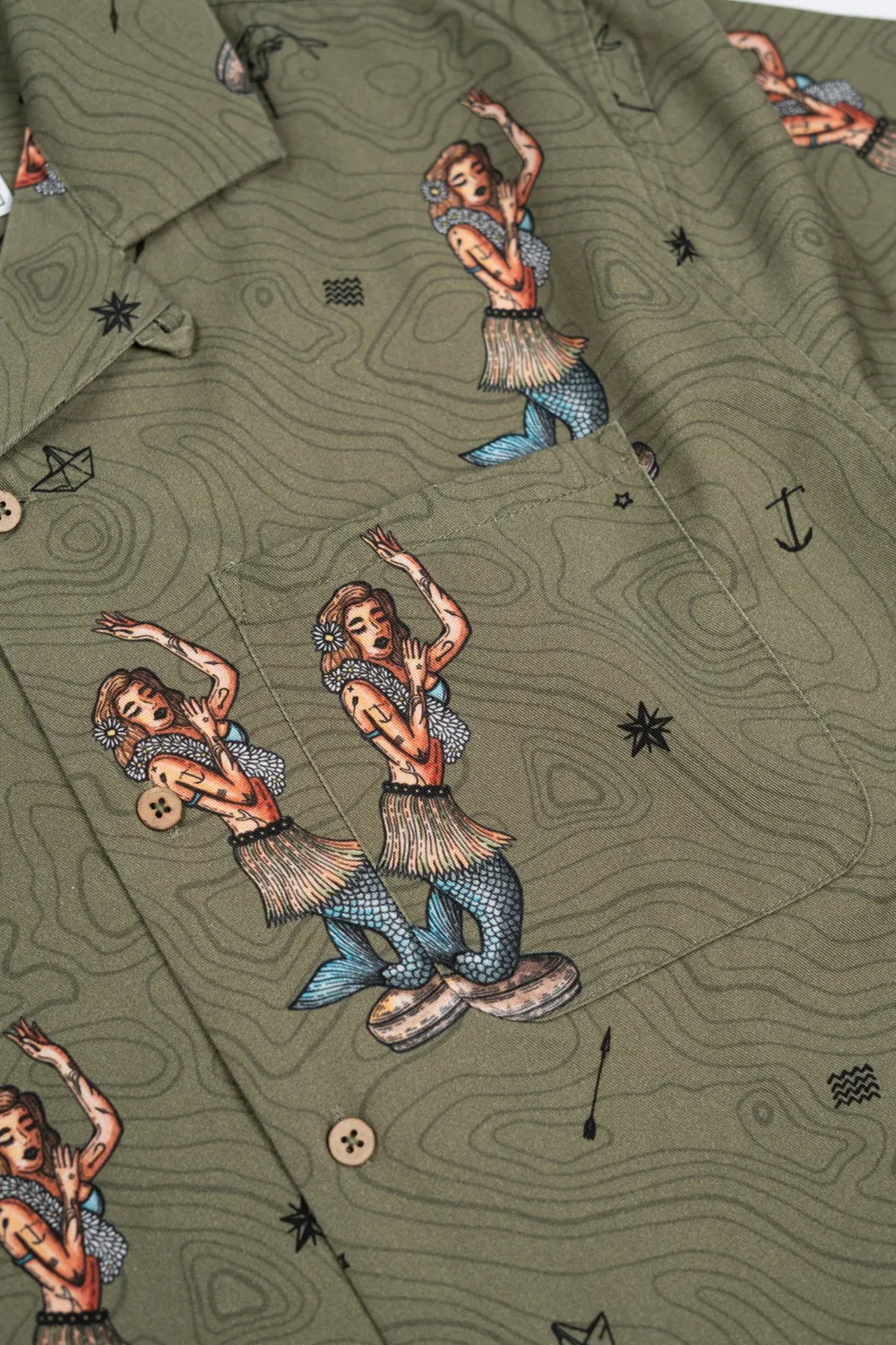 LAKOR Dashboard Hula Kurzarmhemd Deep Lichen Green Lyocell
