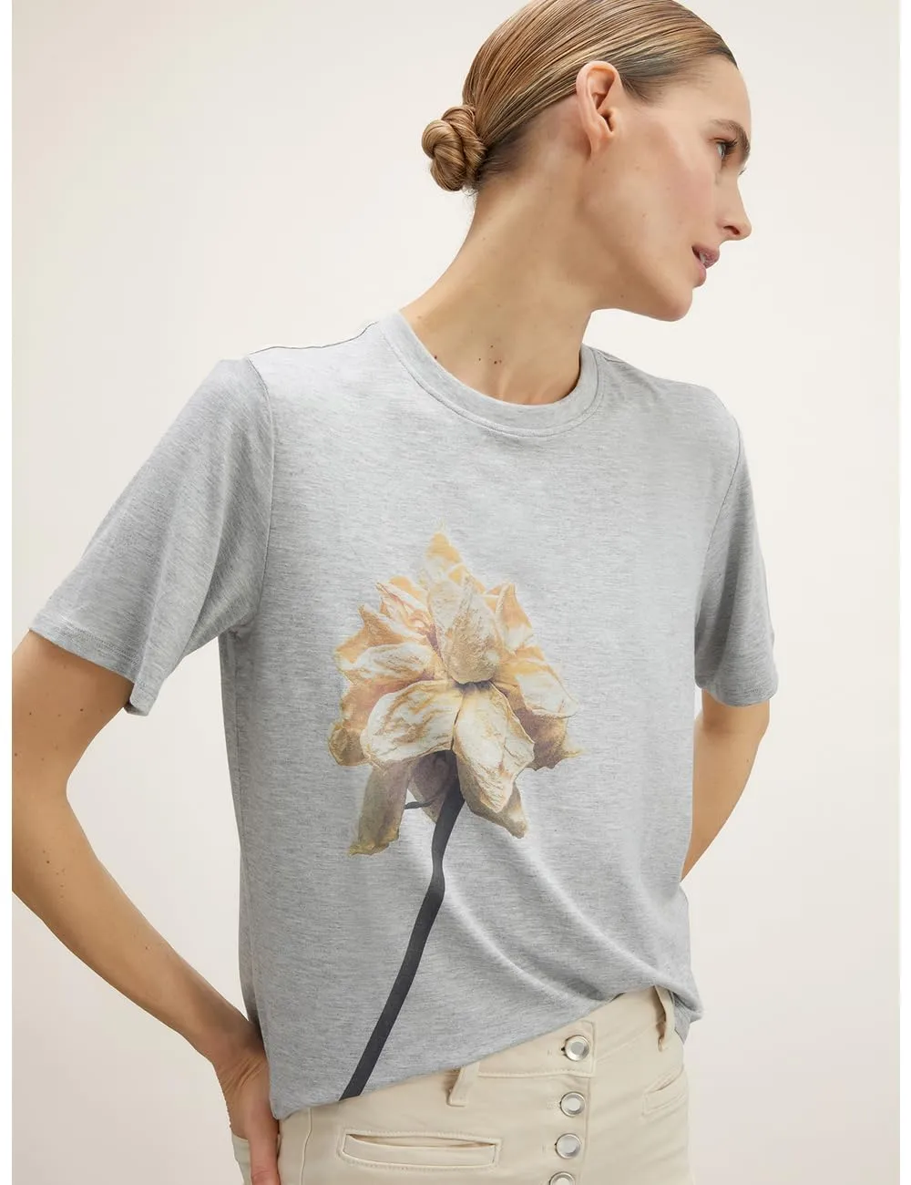 motivi Spring Summer 24 Boxy T-Shirt Blumen Viskose