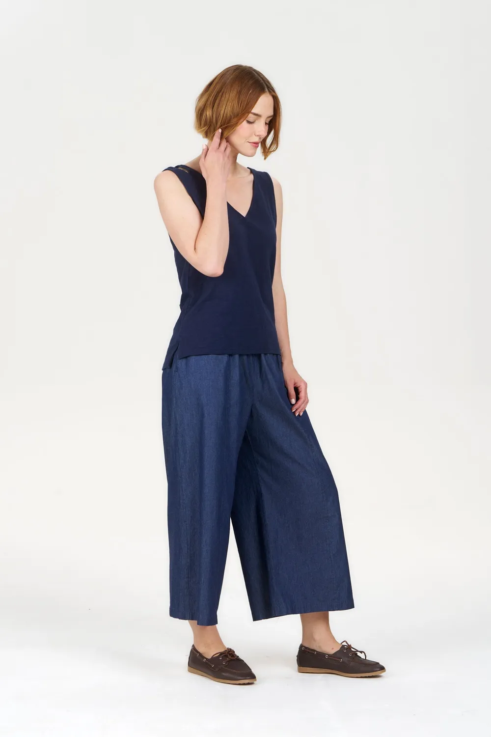 KOMODO SANDER Top Damen navy Größe 12 Ramie-Baumwolle