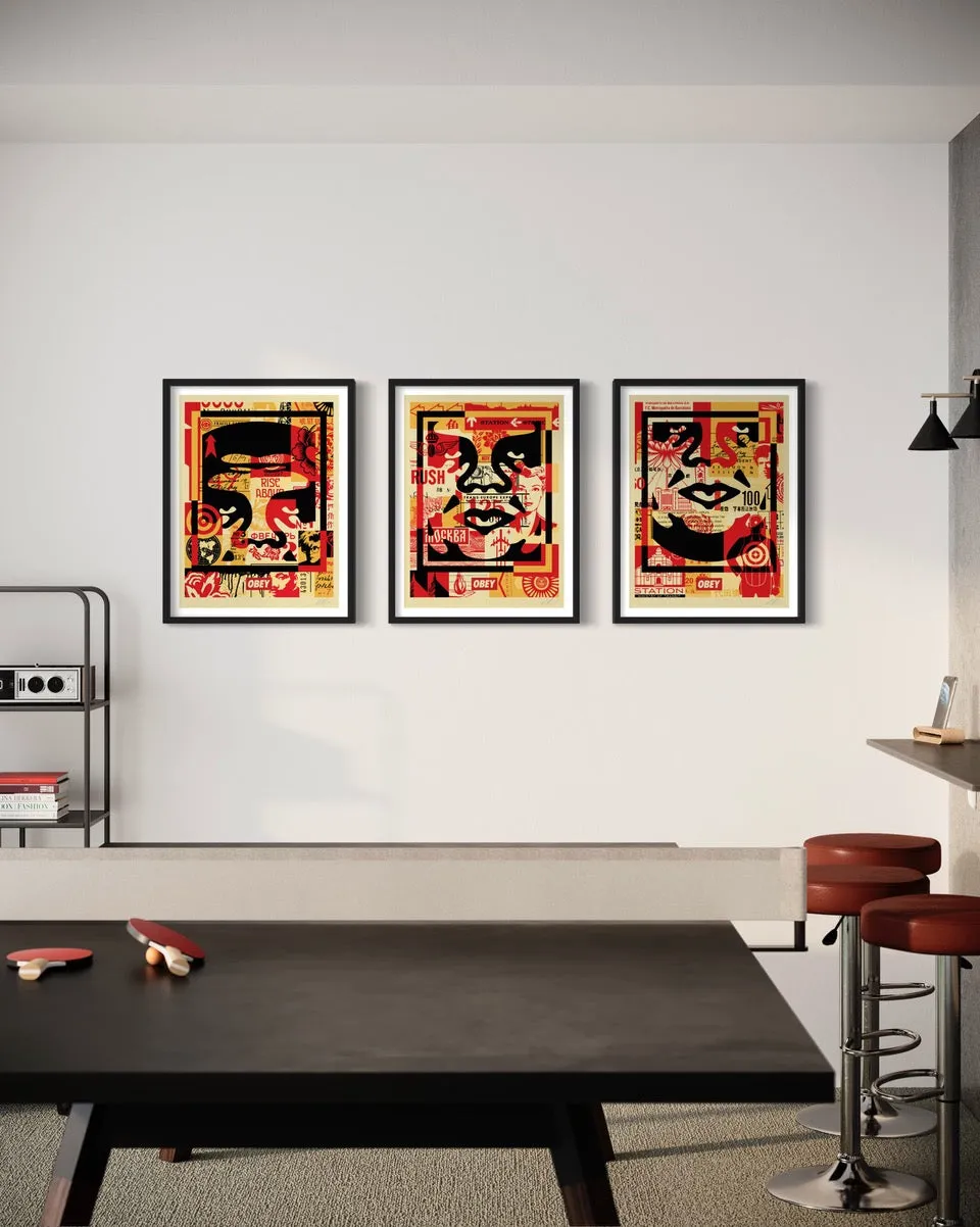 Obey 3-Face Collage Signed Offset Lithograph Set 3-teilig