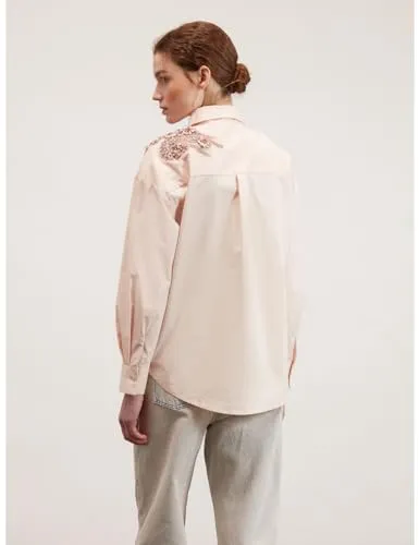 Motivi Hemdbluse Oversize Popeline Stickerei