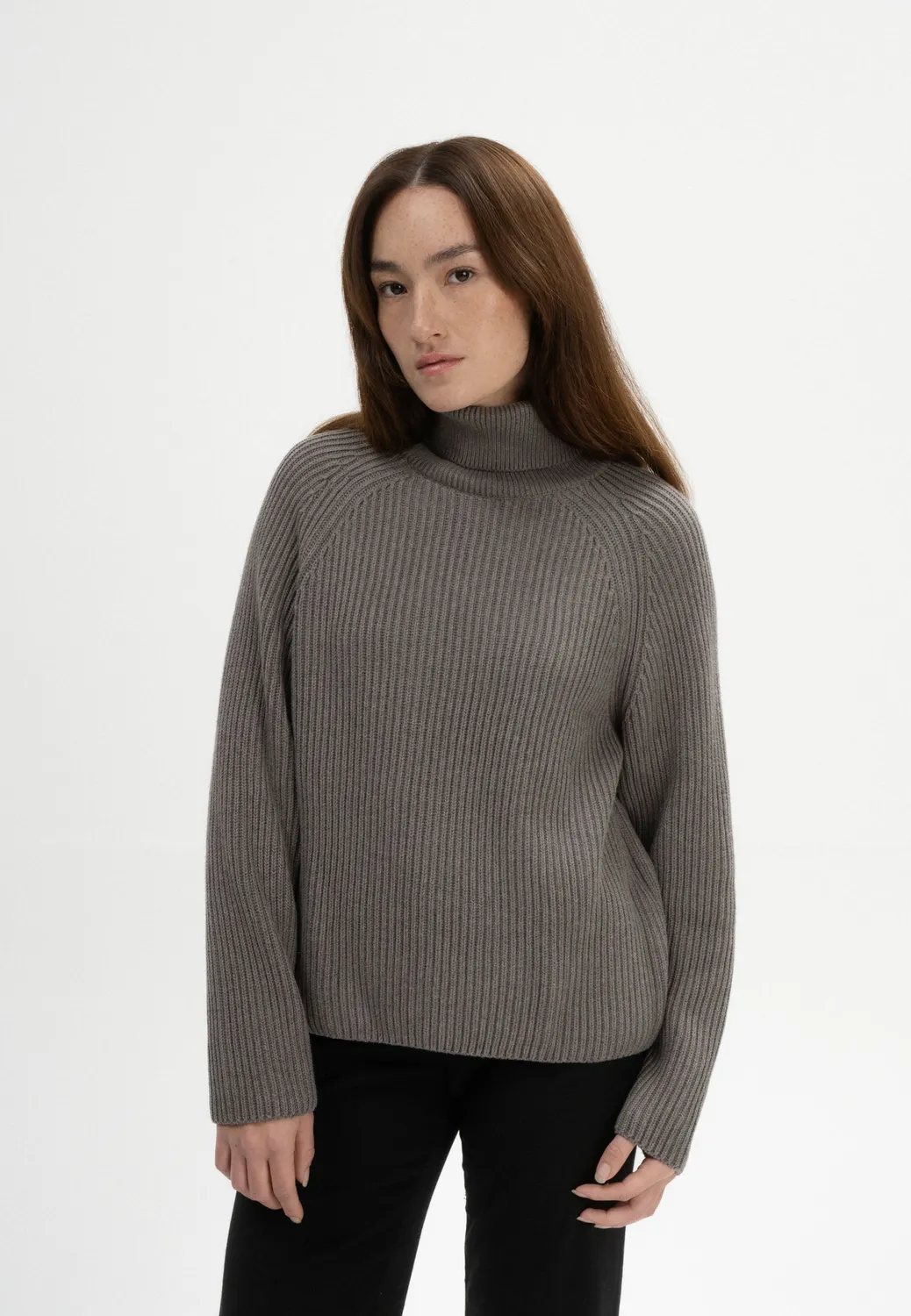 MELA CHIRHA Rollkragenpullover bear melange Gr. M Bio