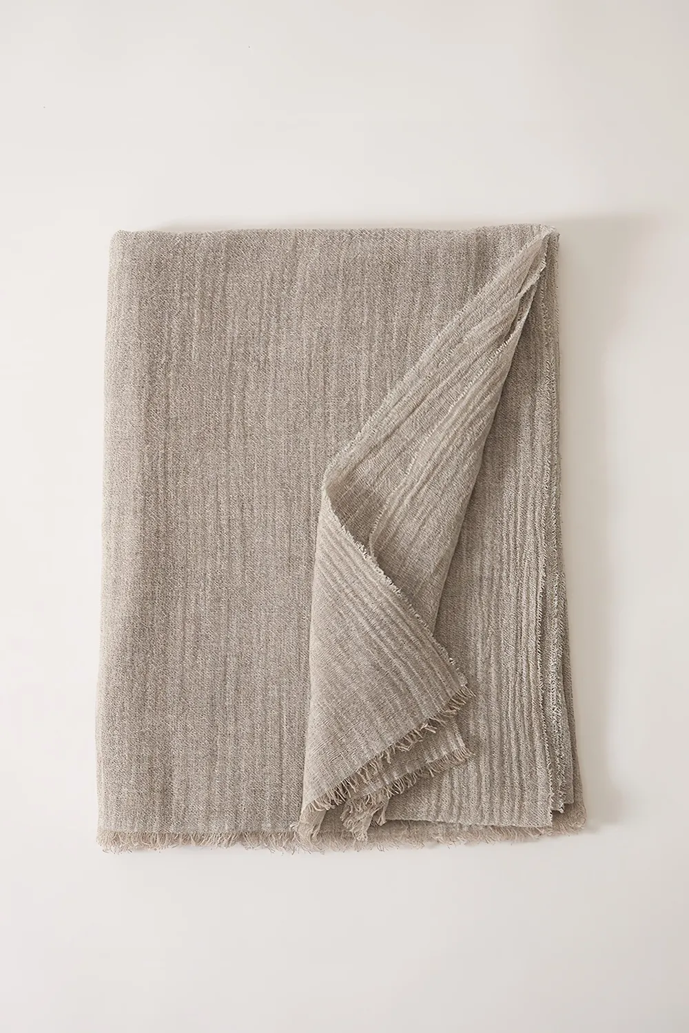 Oyuna Esra Reisedecke Mist mit Ledergurt Cashmere