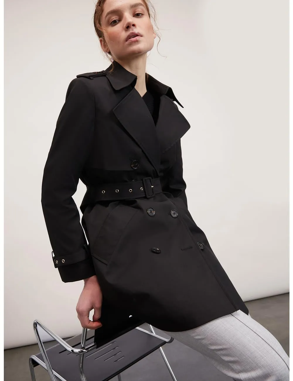 Motivi Trenchcoat mittellang schwarz Größe 44