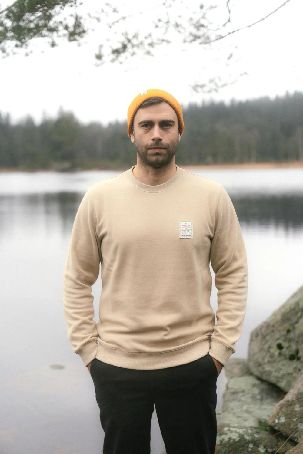 LAKOR Mushroom Trio Crewneck White Pepper Sweatshirt