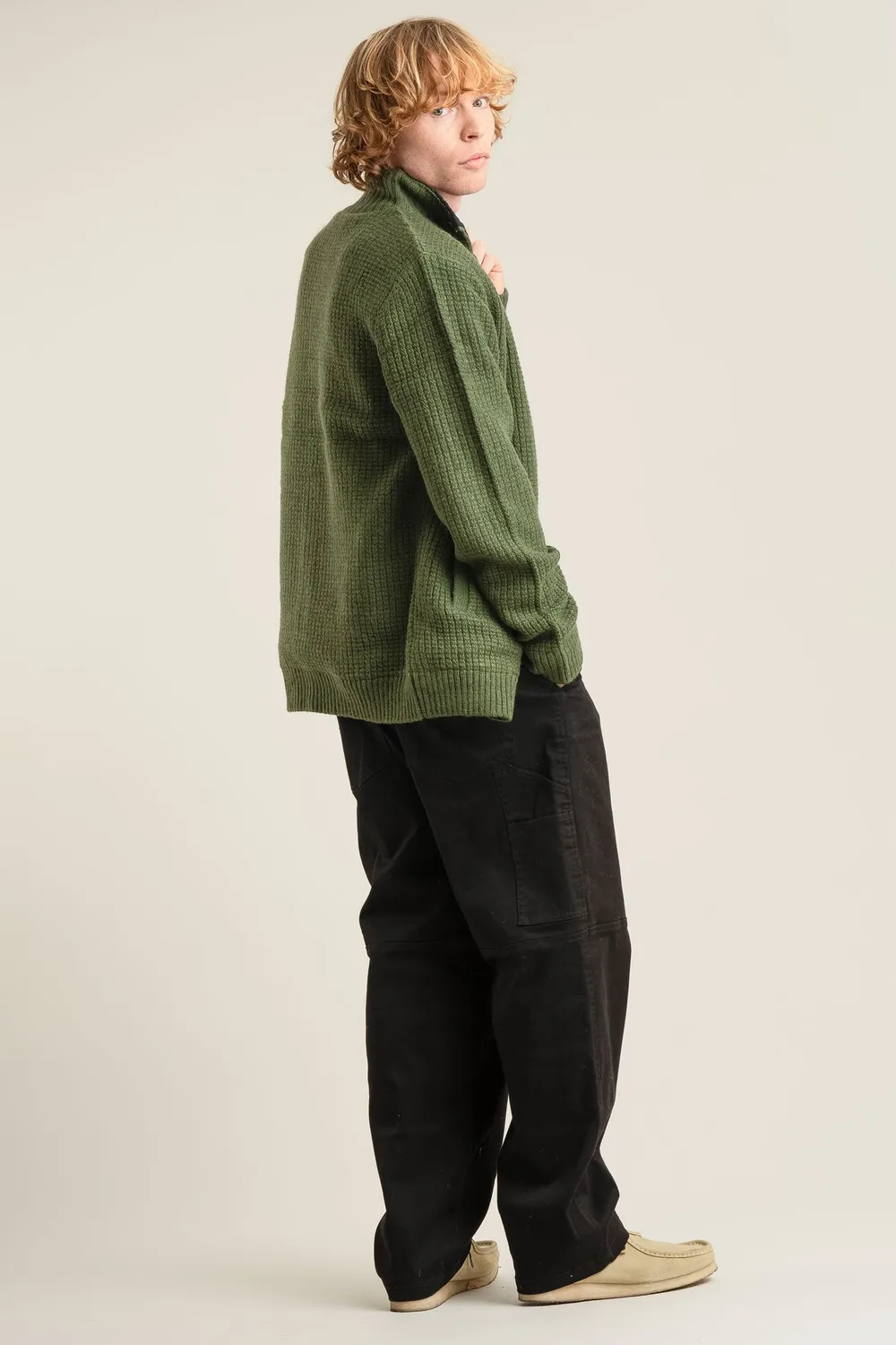 KOMODO HEATH Herren Wolljacke Olive Microfleece