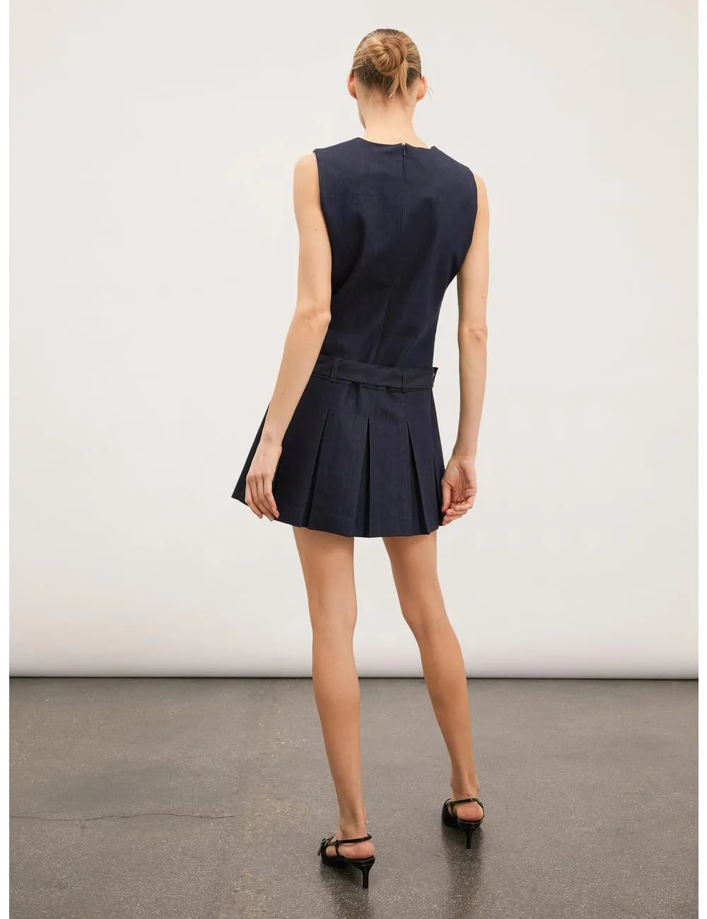 Motivi Mini-Kleid Denim Faltenrock trägerlos
