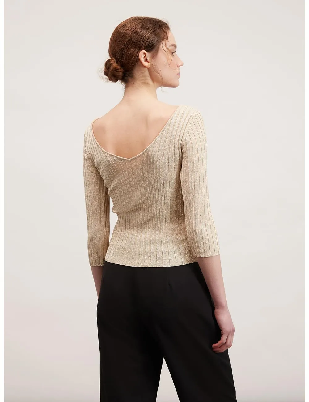 Motivi Gerippter Lurex-Pullover Pullover Glitzer-Garn