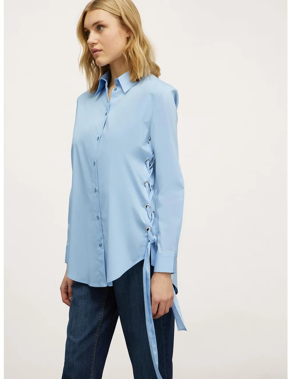 Motivi Oversize-Hemd hellblau Flechtwerk 46