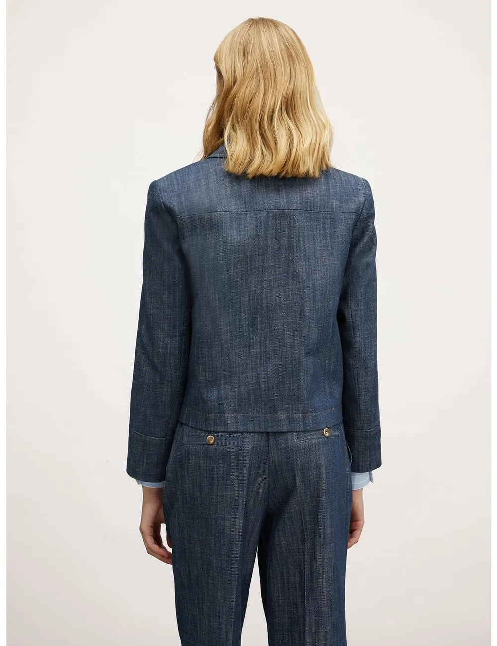 Motivi Denim-Blazer zweireihig Blau 42 geflammt