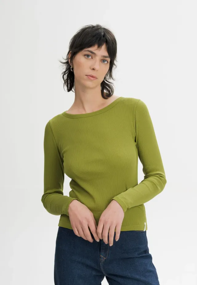 MELA MEHAR Ripp Longsleeve schwarz Bio-Baumwolle