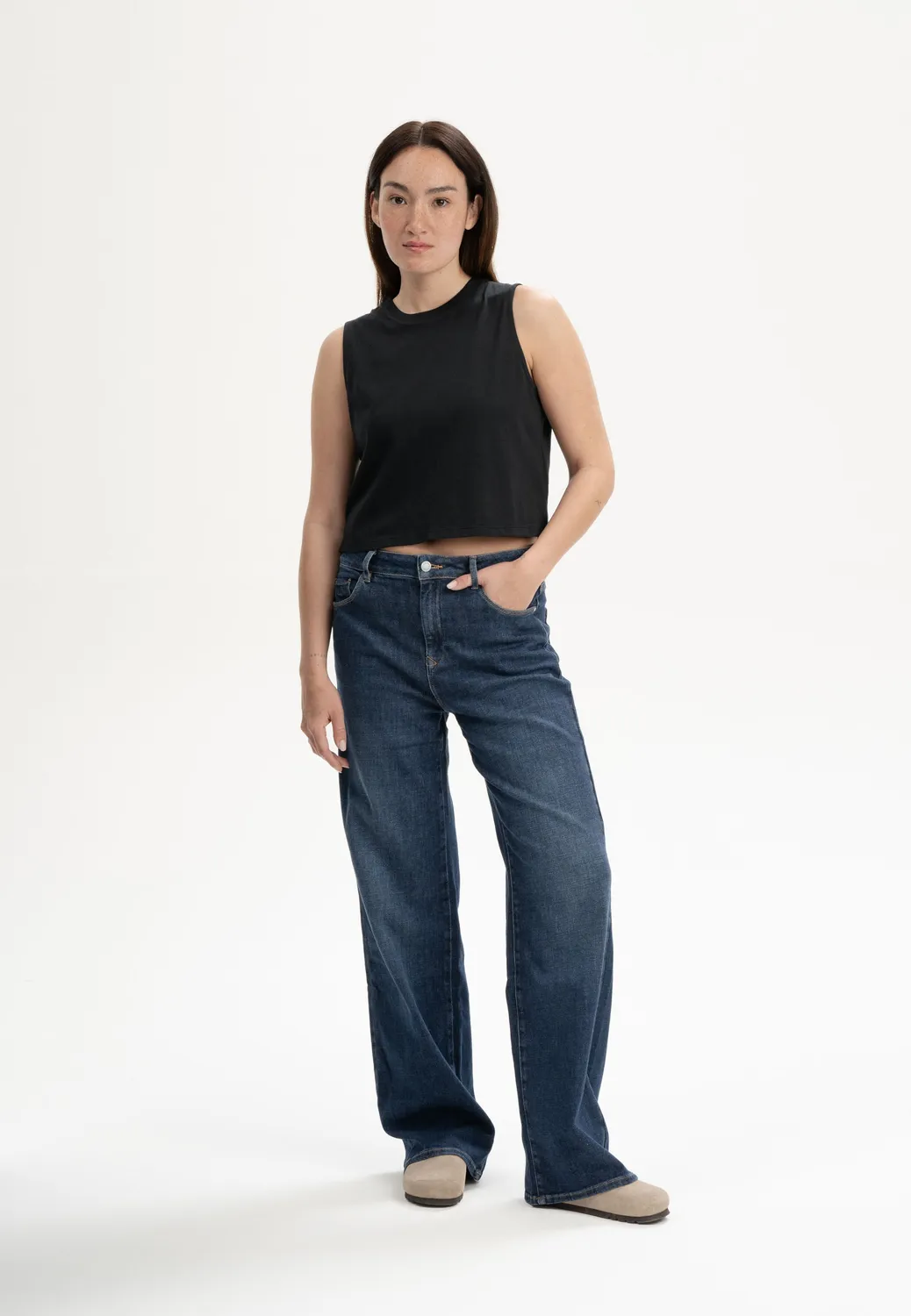 MELA Rushi Cropped Tanktop Bio-Baumwolle blau