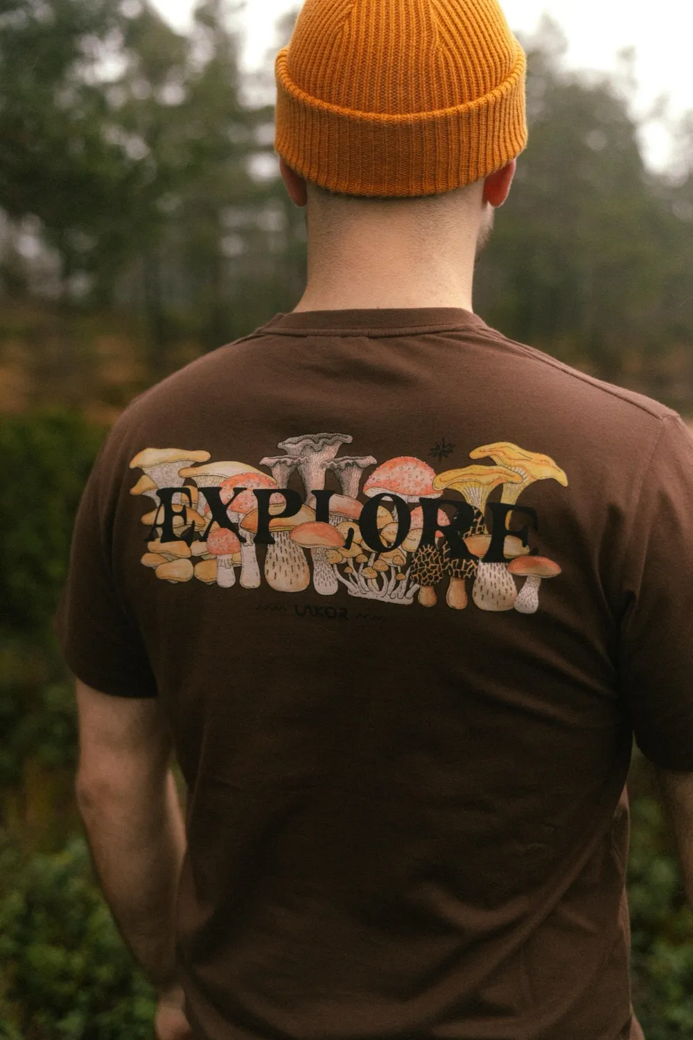 LAKOR Mushroom Forest T-Shirt Braun Bio-Baumwolle