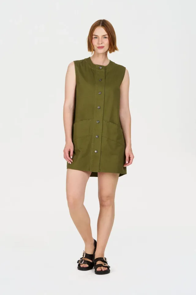 Komodo Rosie Kleid Bio-Baumwolle Khaki Damen