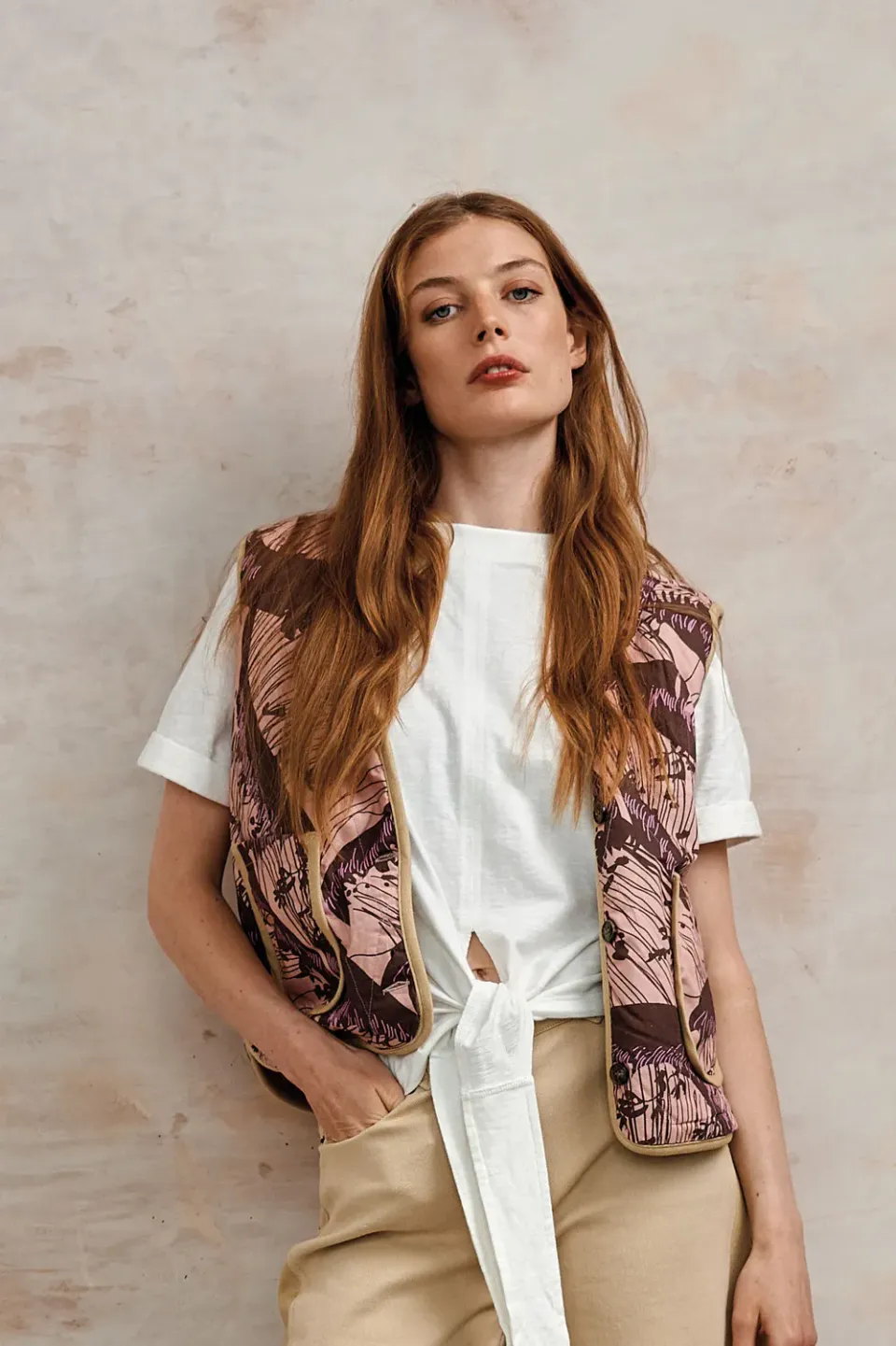KOMODO WAVE Wende-Weste Camel/Pink Bio-Baumwolle
