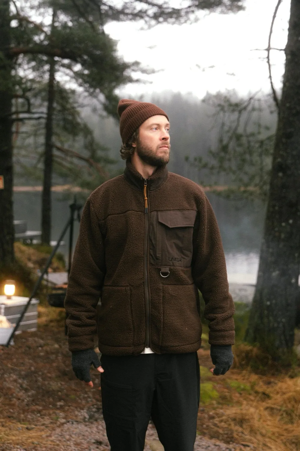 LAKOR Bear Sherpa Jacke Coffee Bean Recycling-Fleece