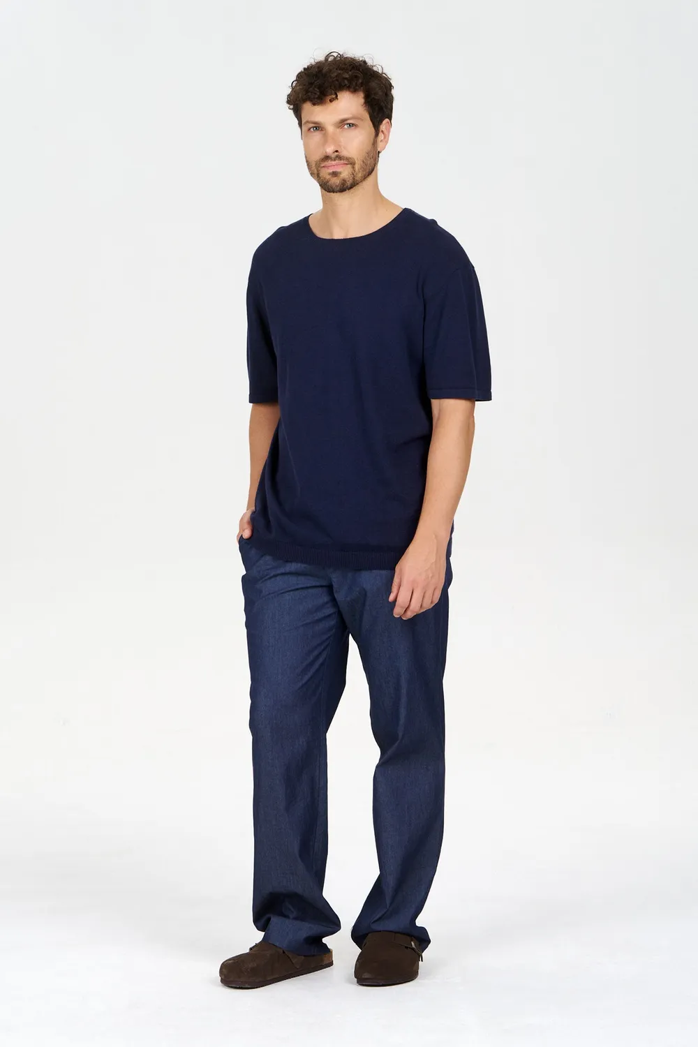 Komodo Walt T-Shirt Navy Ramie-Baumwolle