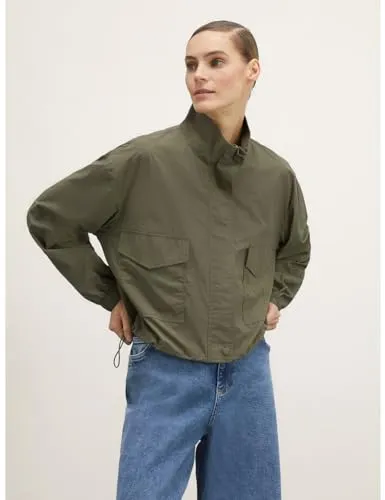 Motivi kurze Nylonjacke Stehkragen Pattentaschen