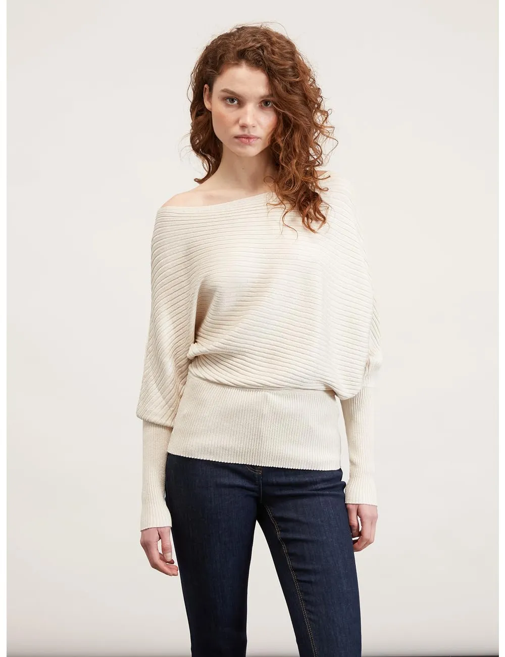 Motivi Lurex-Pullover asymmetrisch Flachrippe