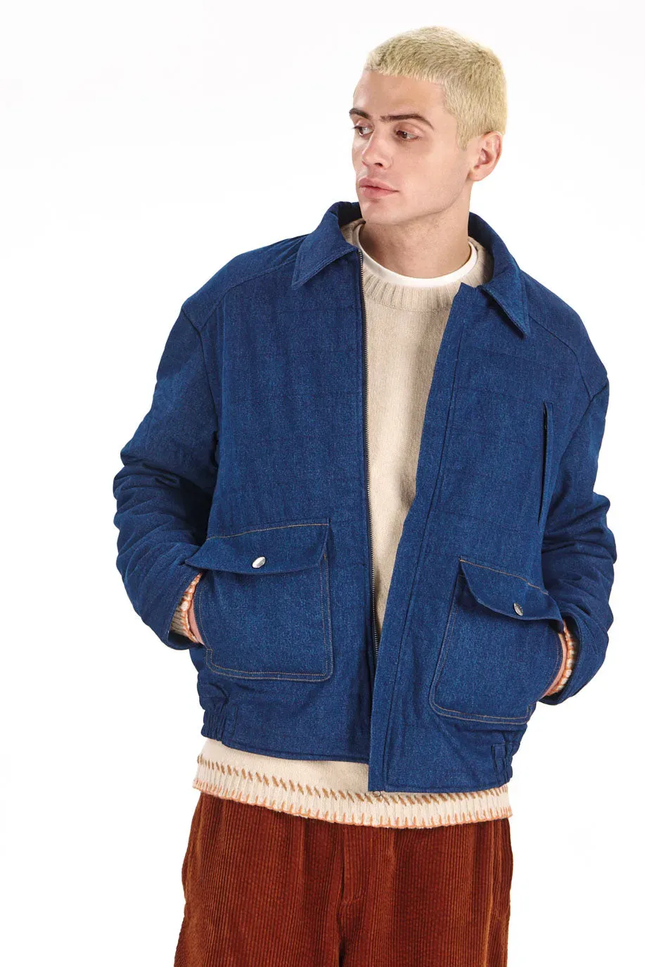 Komodo Frankie Jacke Denim gesteppt Bio-Baumwolle